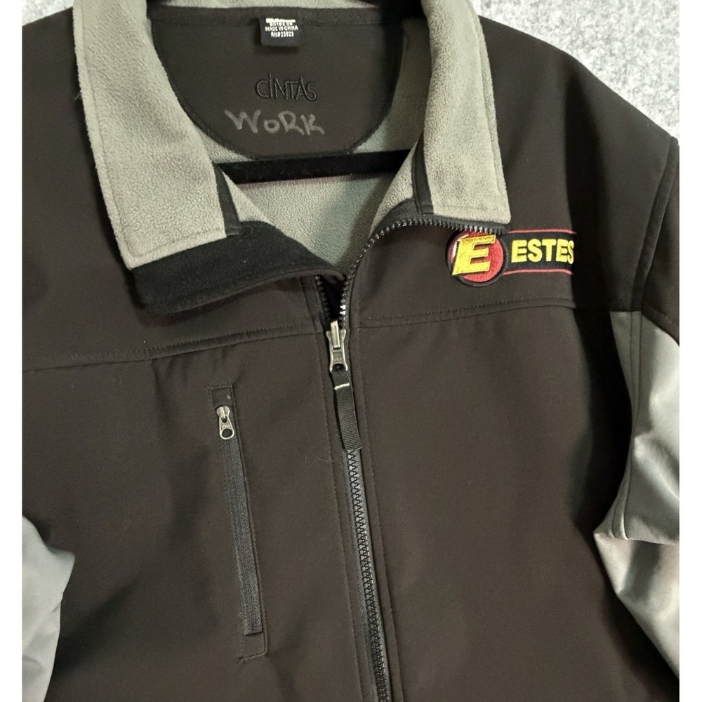Mens Cintas Fleece‎  Lined Jacket Estes Logo Full Zip Gray Black Size LGE